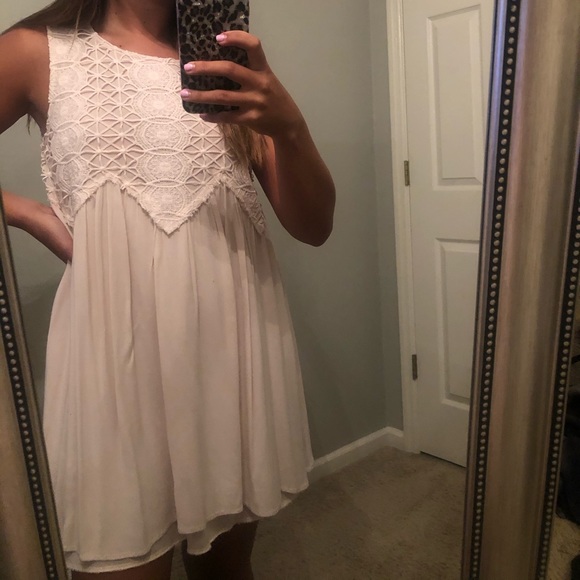 cream crochet top mini dress - Picture 1 of 4